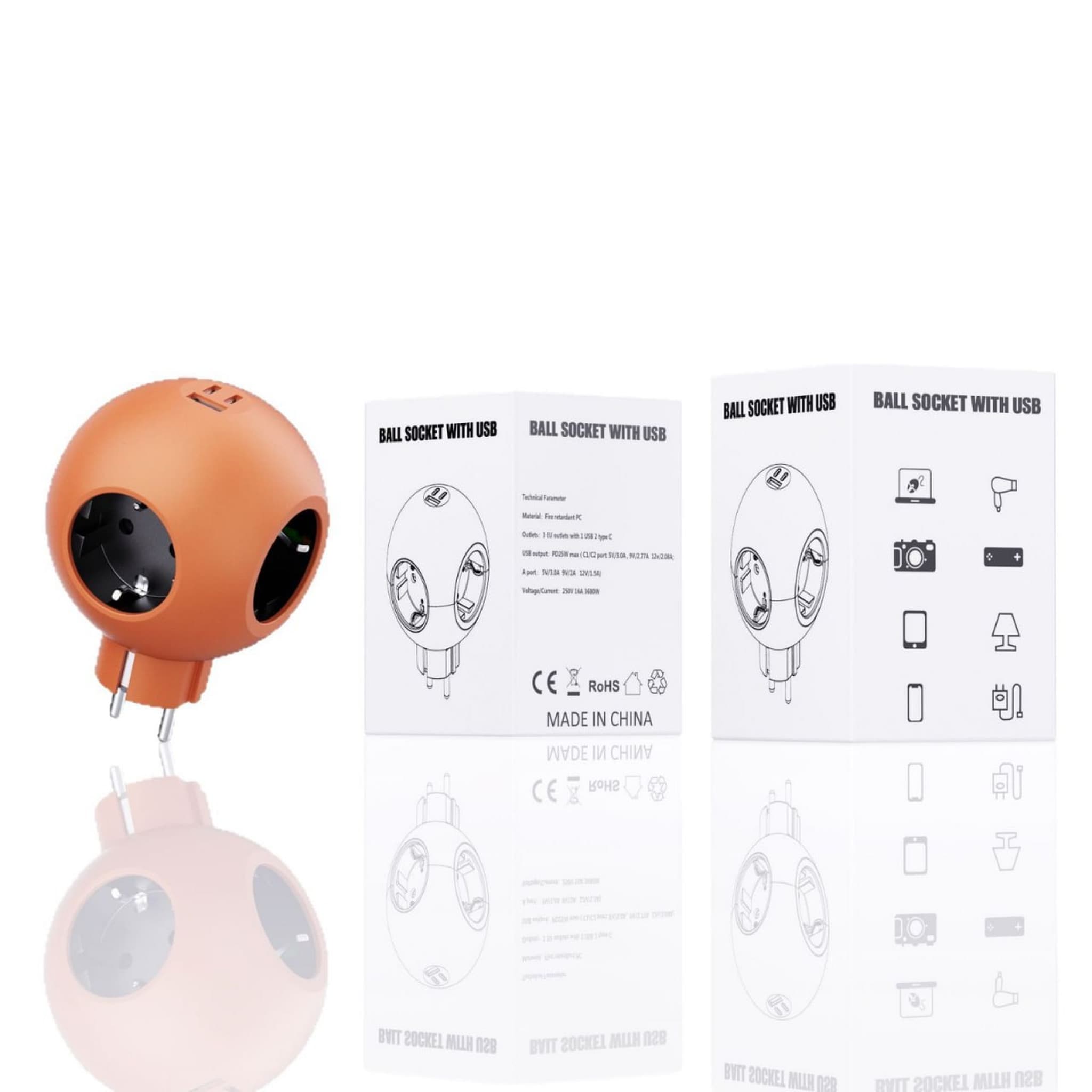 Многофункциональный европейский удлинитель SUOMA с USB (ID-108)
