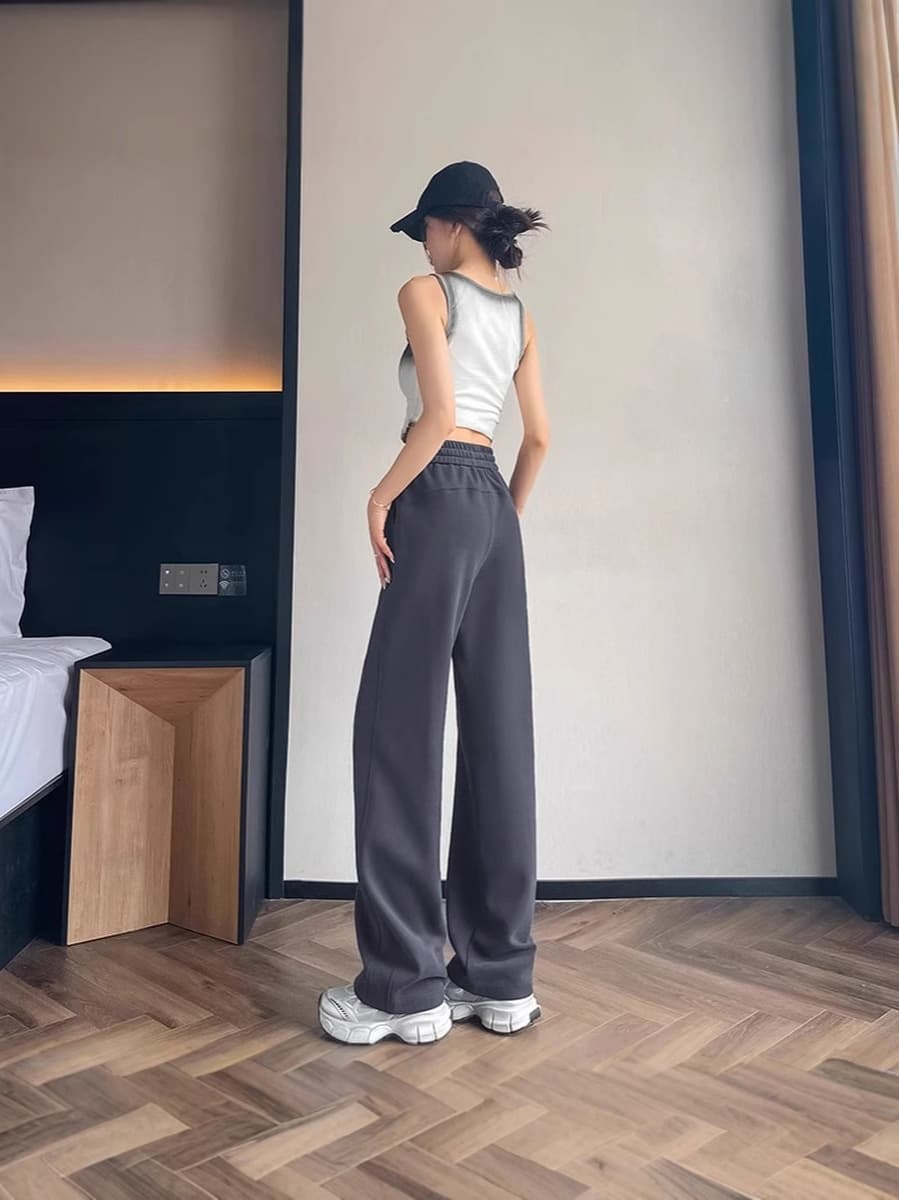 Серые спортивные брюки для женщин, осенне-зимние, свободного кроя, прямые, утолщенные повседневные брюки, маленький размер,...