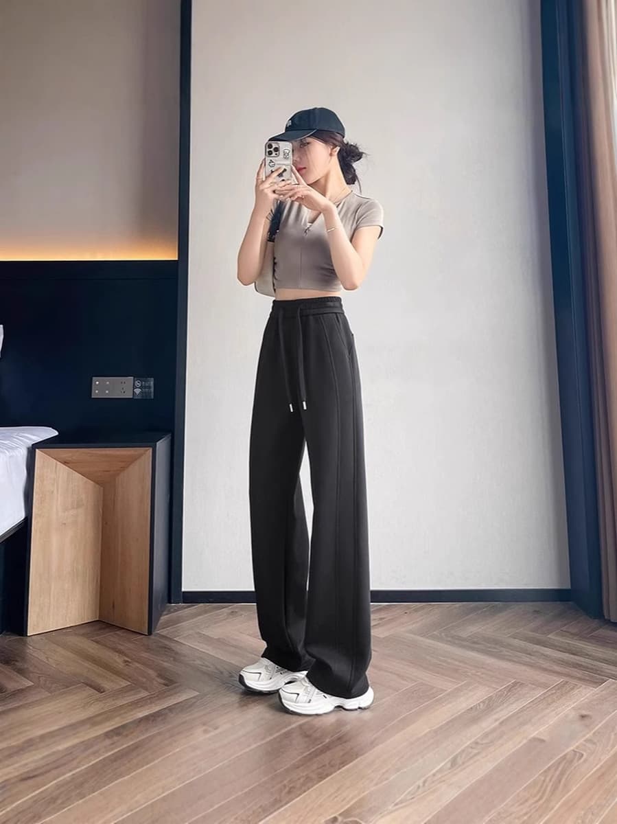 Серые спортивные брюки для женщин, осенне-зимние, свободного кроя, прямые, утолщенные повседневные брюки, маленький размер,...