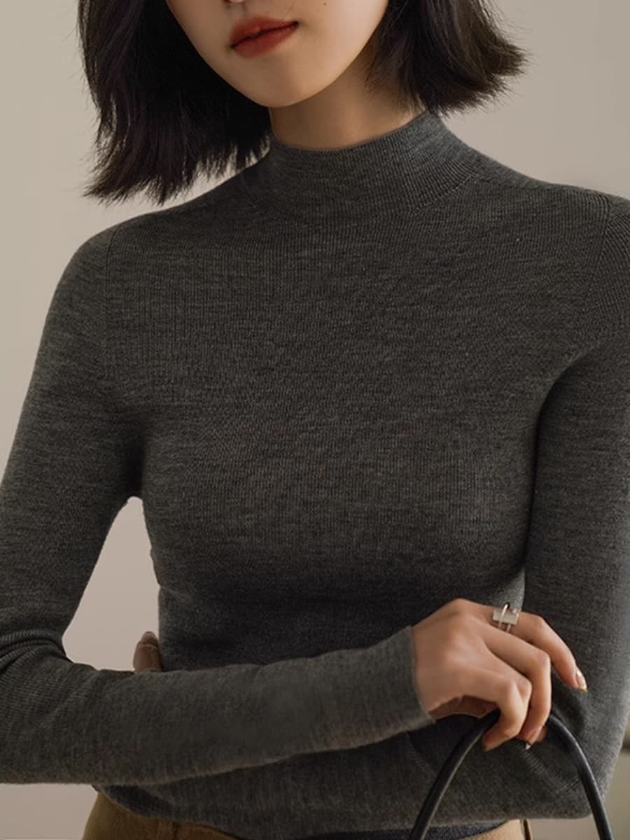 Немецкая Янцзы пряжа шерстяная цельнолитая трикотажная нижняя рубашка женская полуводолазка