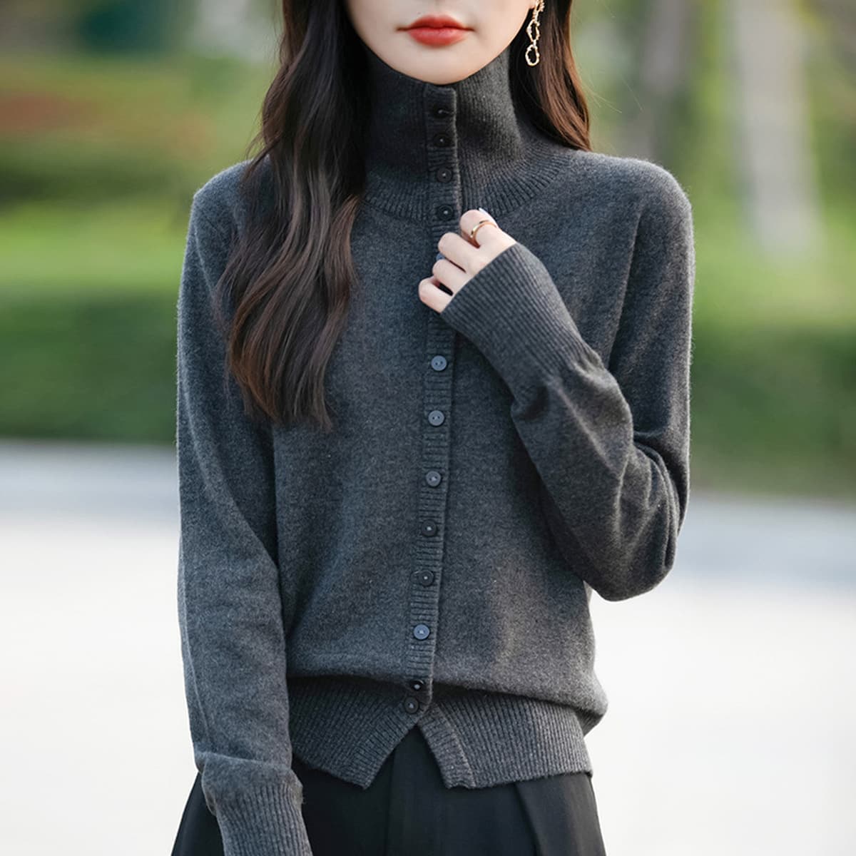 Осенняя и зимняя корейская версия свободного трикотажного кардигана на пуговицах женский дикий повседневный свитер тонкий...