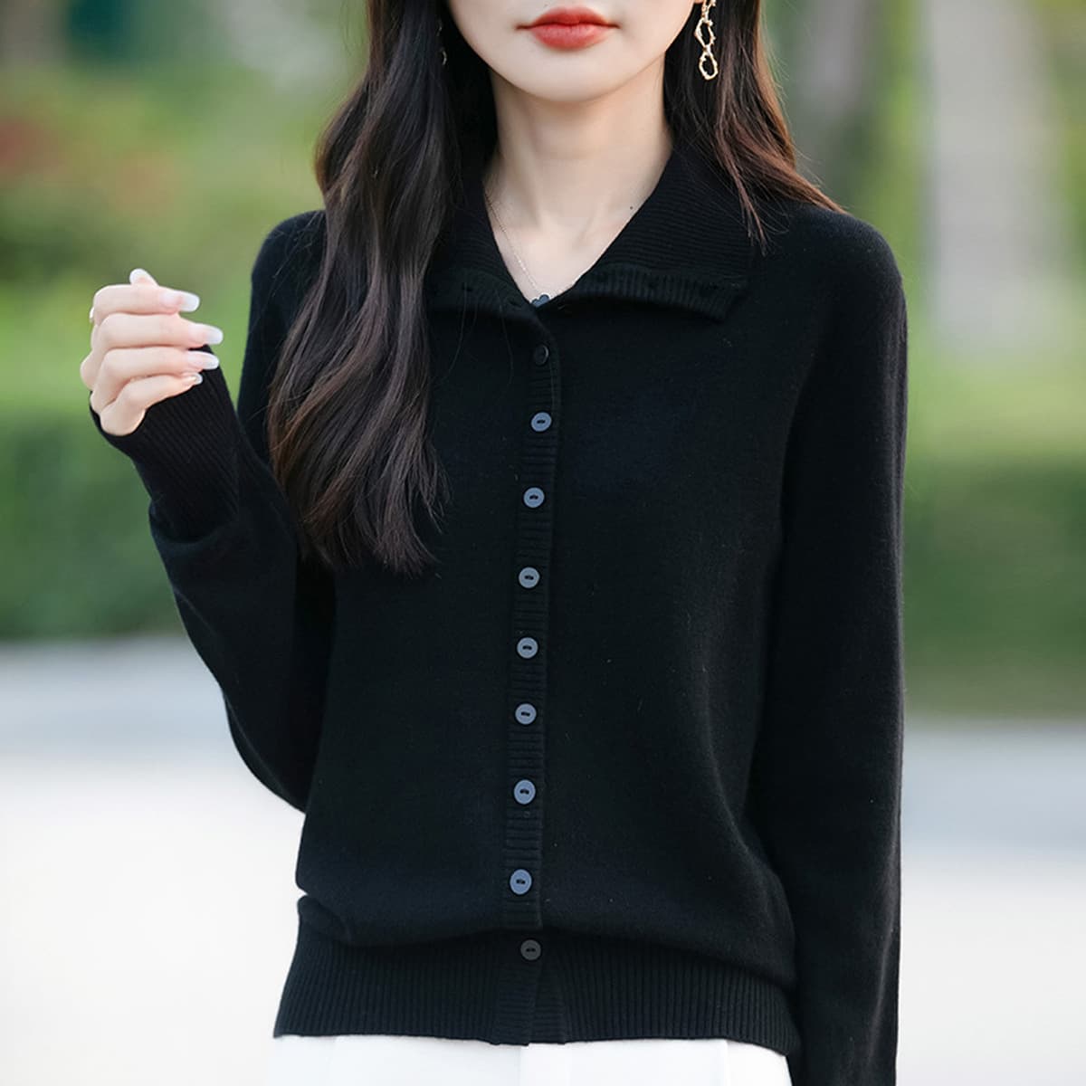 Осенняя и зимняя корейская версия свободного трикотажного кардигана на пуговицах женский дикий повседневный свитер тонкий...