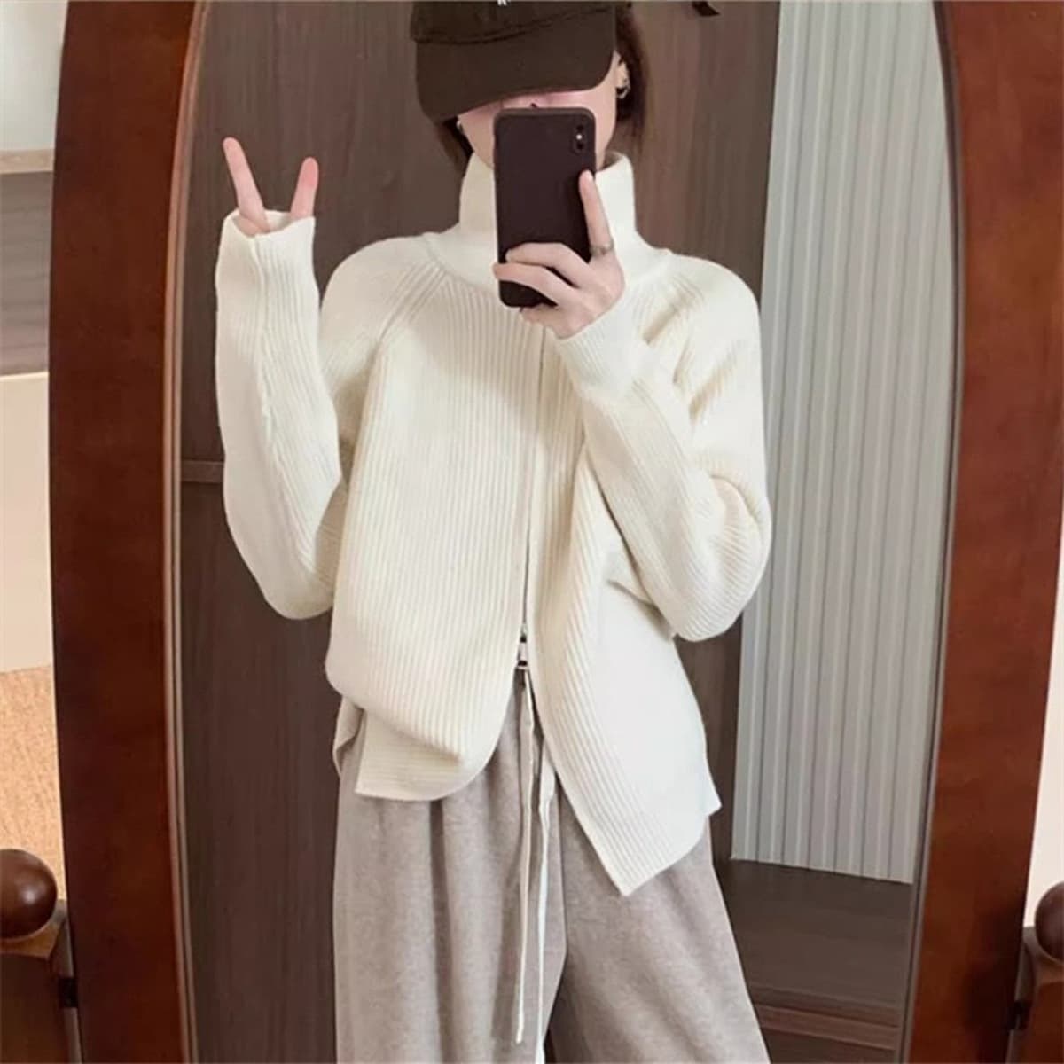 Женский свитер-куртка с высоким воротником и молнией, в корейском стиле, новый осенне-зимний стиль, классический, простой,...