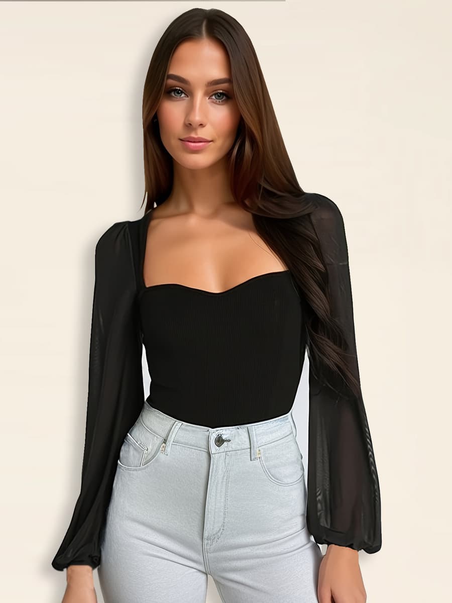 2025 новые европейские и американские колготки сексуальная мода сшивание сетки фонарь рукава комбинезон женский bodysuit