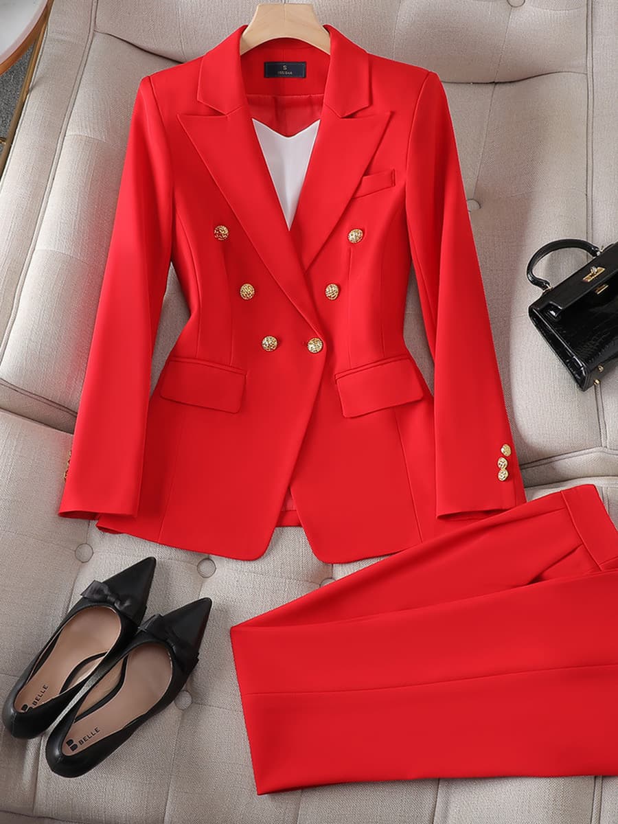 Премиум чувство двубортный красный костюм профессиональный костюм женский трансграничный новый темперамент богиня Fan модная...