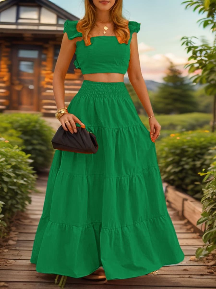 Европейская и американская трансграничная внешняя торговля, женское однотонное сексуальное платье с рюшами и французскими...