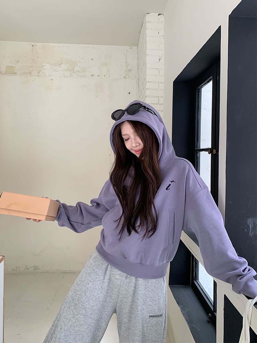 Фиолетовый с капюшоном американский свитер женский весна и осень 2025 новый толстый теплый свободный дикий короткий ленивый...