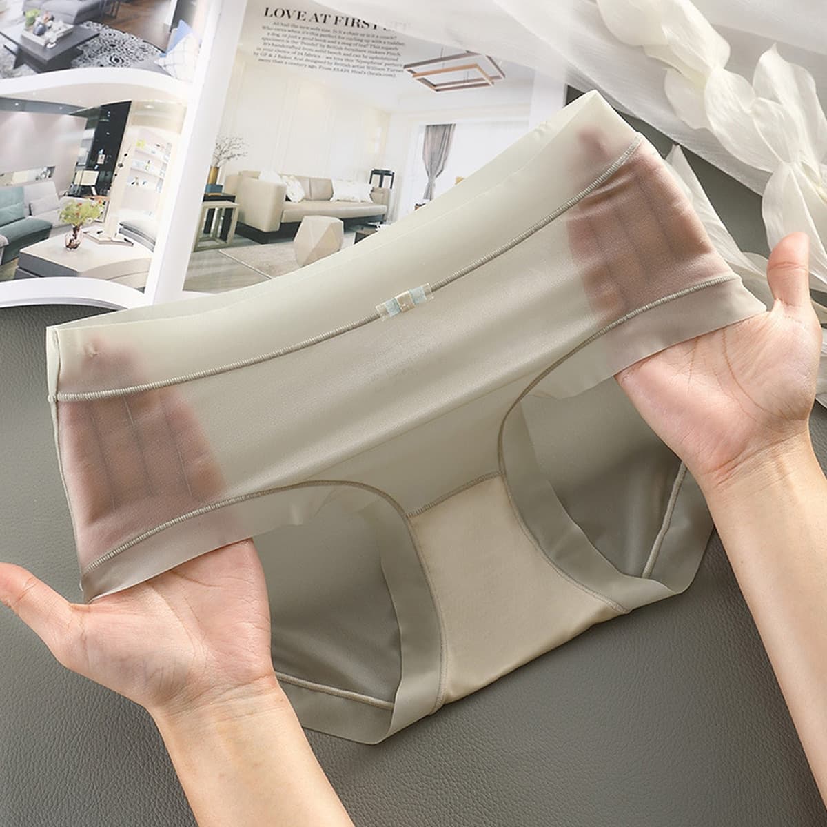 Нижнее белье Paulina женское летнее бесшовное белье из тонкого ледяного шелка средней талии дышащее сексуальное кружевная...