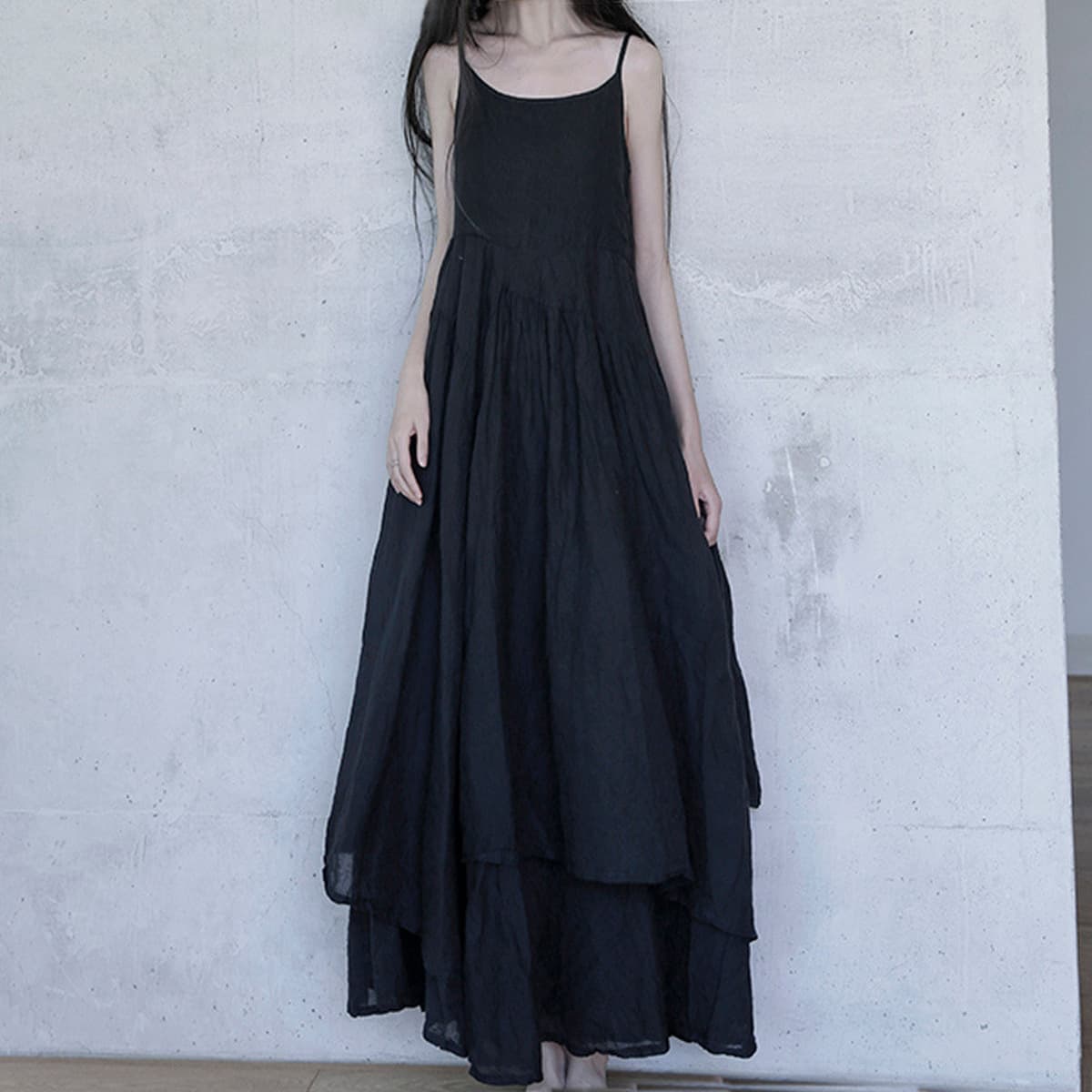 2025 новая летняя стильная высокая юбка до щиколотки плюс размер юбка на подтяжках для полных девушек, чтобы скрыть живот и...