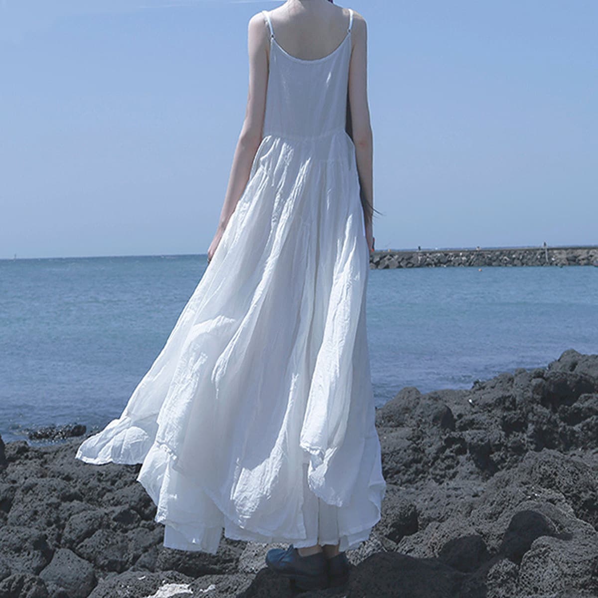 2025 новая летняя стильная высокая юбка до щиколотки плюс размер юбка на подтяжках для полных девушек, чтобы скрыть живот и...