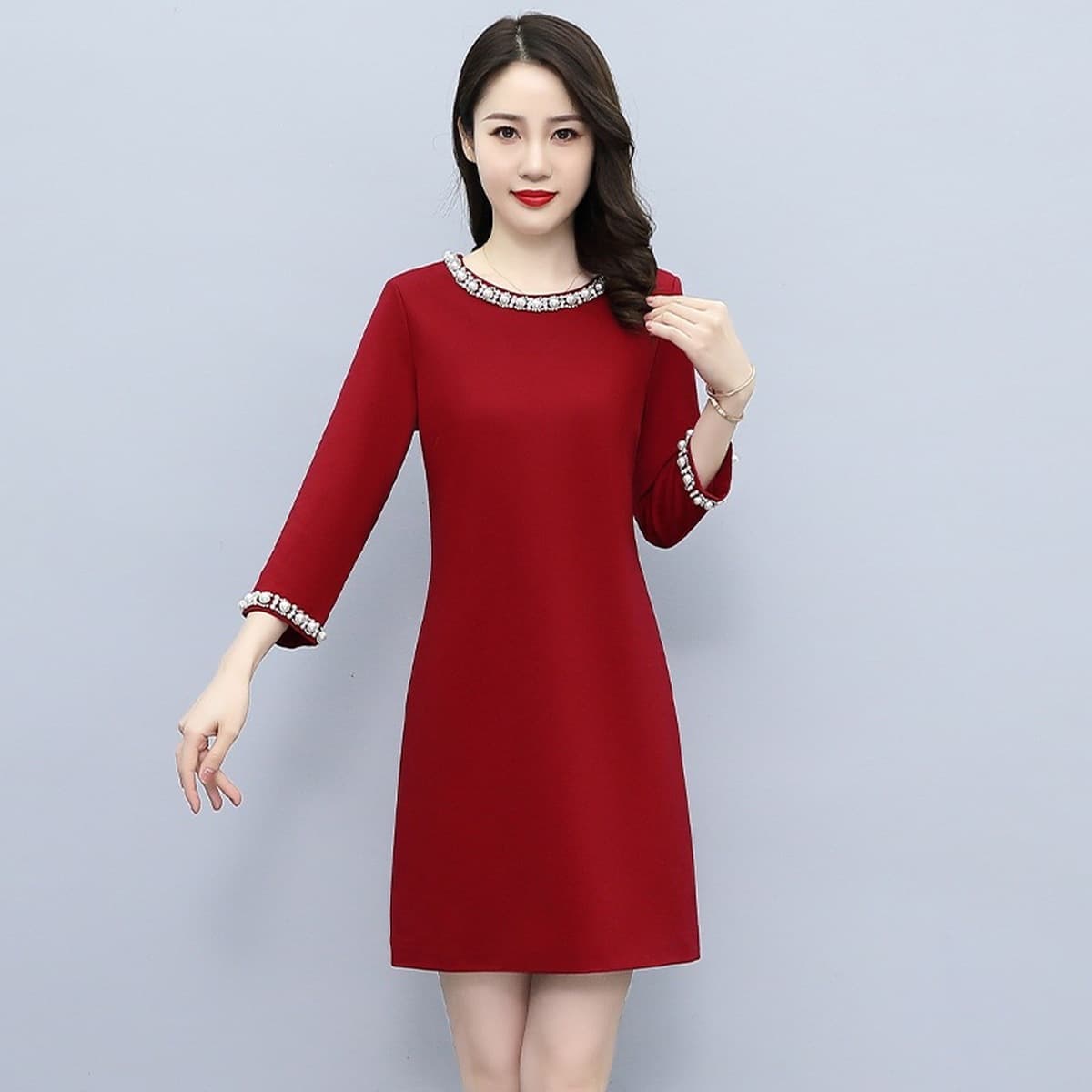Красное платье мини, новая осенняя коллекция 2025 года, подходит для женщин, посещающих свадебные банкеты, элегантное платье...