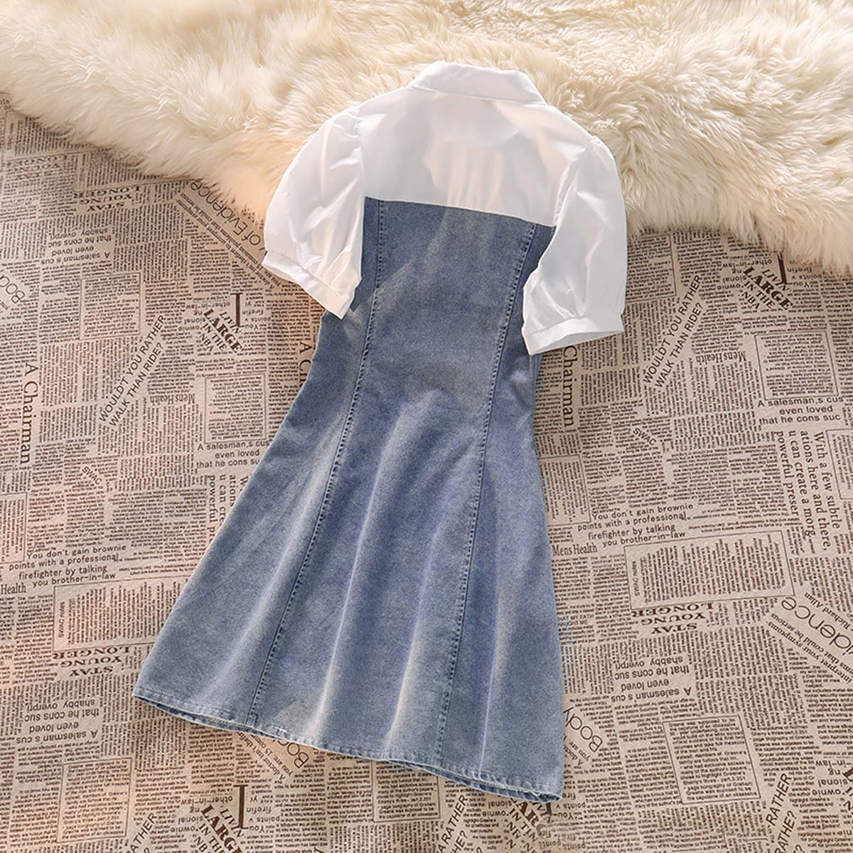 Летнее джинсовое платье больших размеров для женщин, облегающее талию и утягивающее, новое короткое платье трапециевидной...