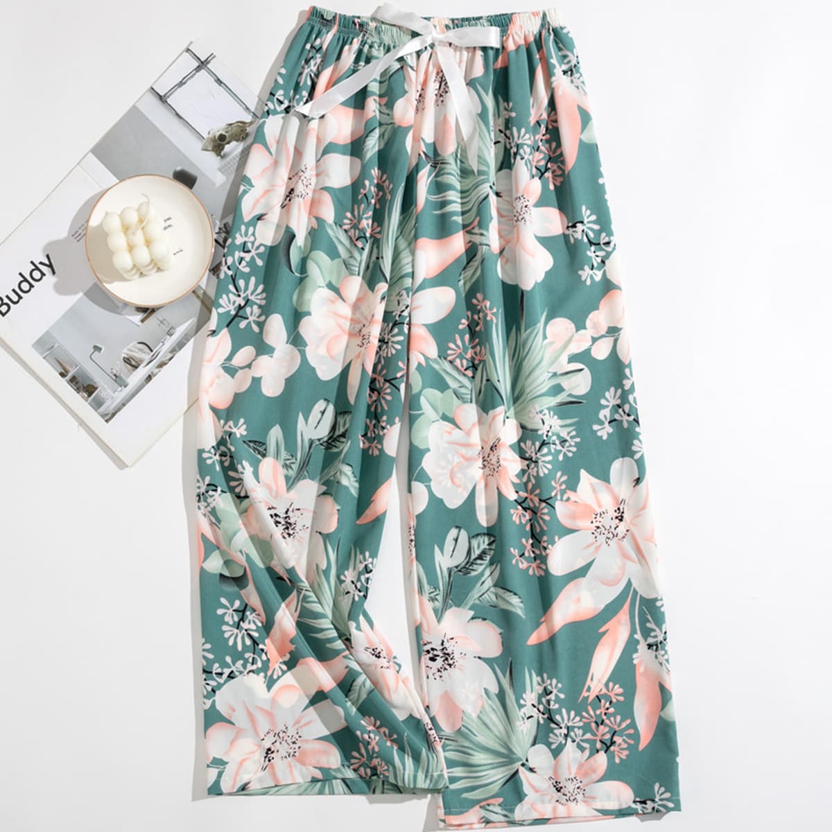 Весенние и летние новые внешнеторговые хлопчатобумажные пижамы женские тонкие удобные широкие брюки большого размера