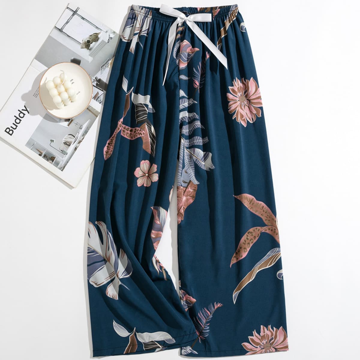 Весенние и летние новые внешнеторговые хлопчатобумажные пижамы женские тонкие удобные широкие брюки большого размера