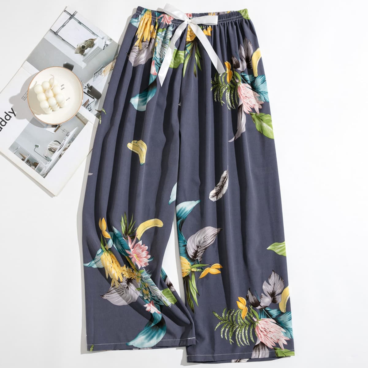 Весенние и летние новые внешнеторговые хлопчатобумажные пижамы женские тонкие удобные широкие брюки большого размера