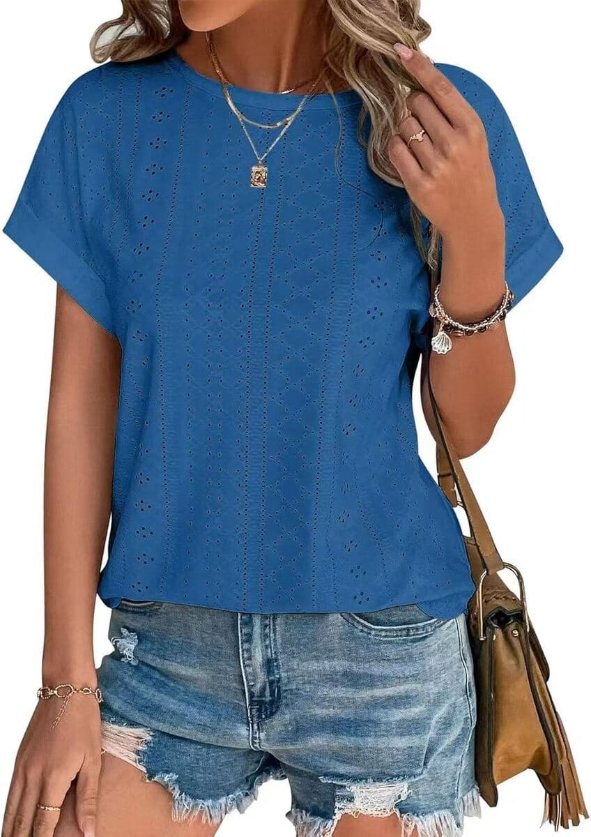 Топ с люверсами, с изогнутым низом, для лета и весны, 2025, повседневная женская футболка с коротким рукавом, модная, для...