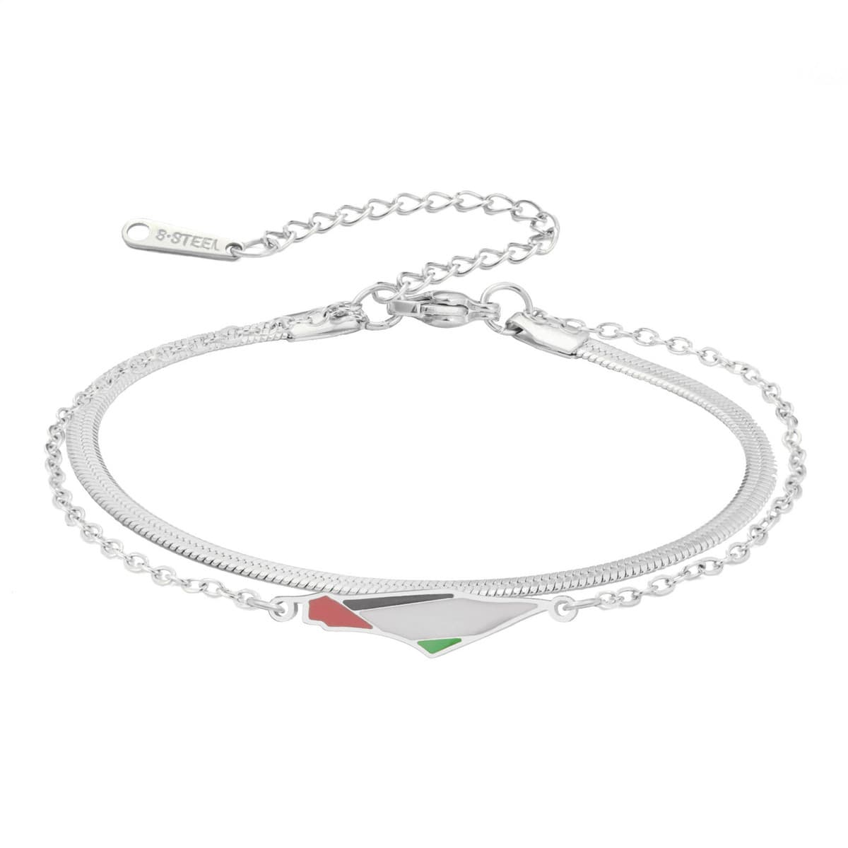 Карта Палестины двухслойная Цепочка Из Бисера Женский браслет из нержавеющей стали ювелирный браслет с подвеской подарок в...