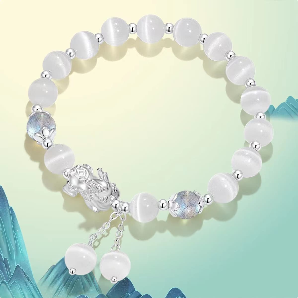 Натуральный обсидиан розовый кристалл S999 серебряная пара бисер браслет женский серебряный глотает золотой зверь подарок на...