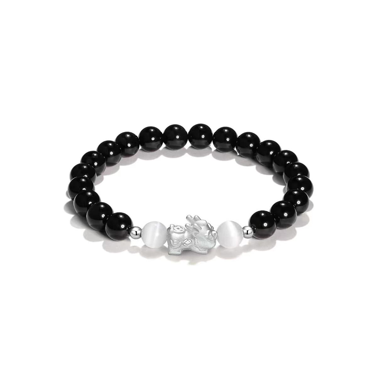 Натуральный обсидиан розовый кристалл S999 серебряная пара бисер браслет женский серебряный глотает золотой зверь подарок на...