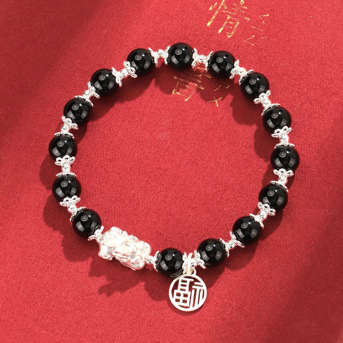 Натуральный обсидиан розовый кристалл S999 серебряная пара бисер браслет женский серебряный глотает золотой зверь подарок на...