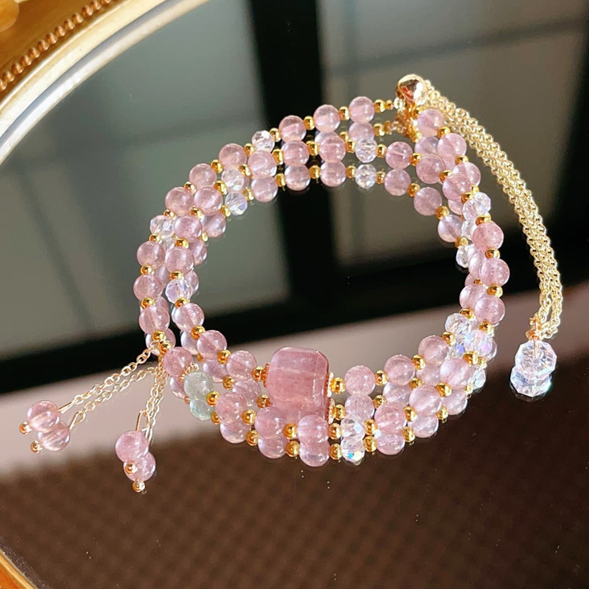 Новый женский браслет с двойным кругом и кристаллами клубники в китайском стиле, изысканный стиль, легкий роскошный браслет...