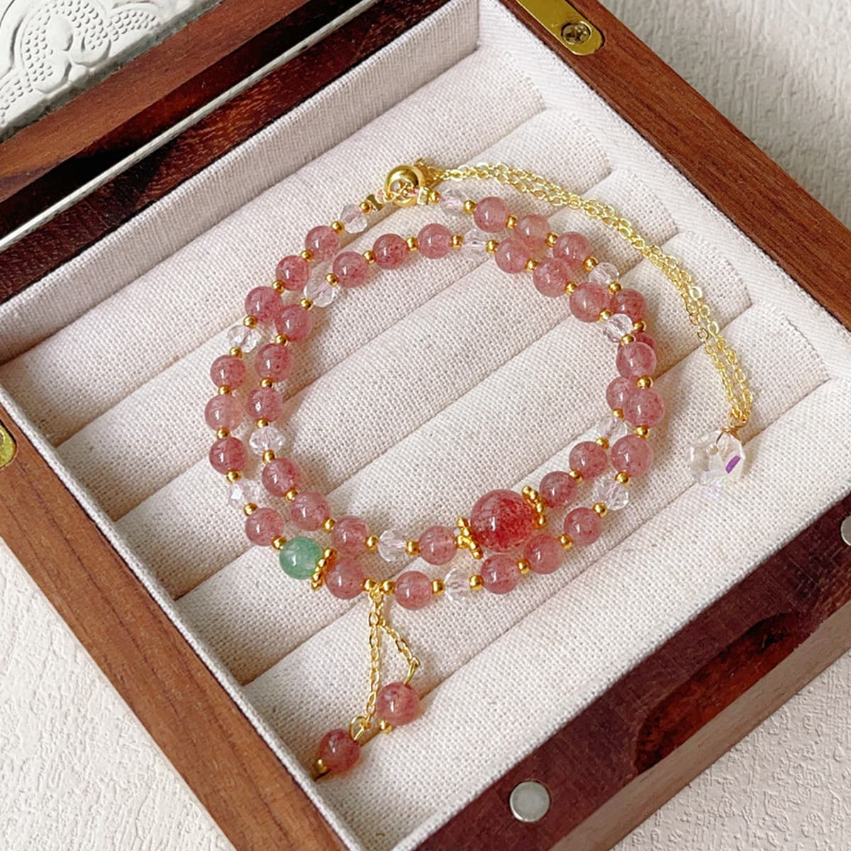 Новый женский браслет с двойным кругом и кристаллами клубники в китайском стиле, изысканный стиль, легкий роскошный браслет...