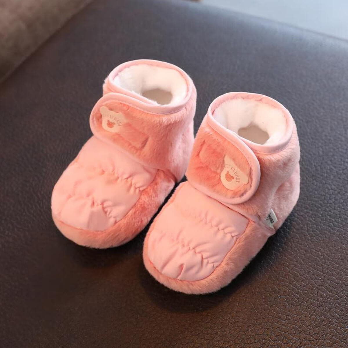 Зимняя утолщенная новорожденная детская обувь детская мягкая резиновая подошва для ходьбы, чтобы согреться 0-1 год...