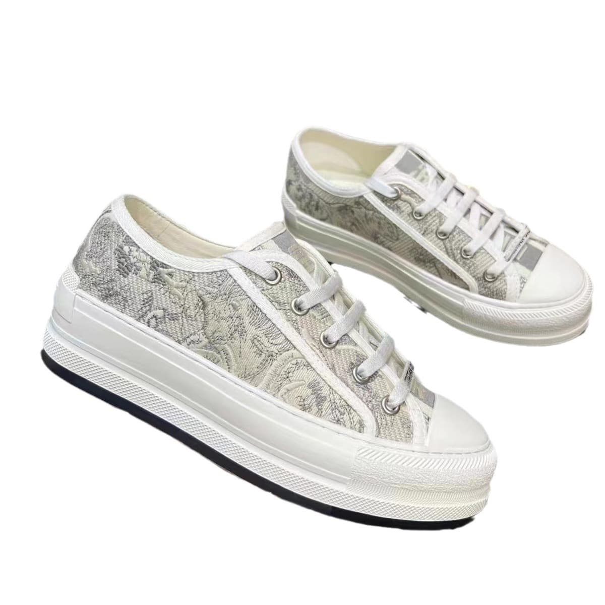 Женские парусиновые туфли с вышивкой D, новинка 2024, белые туфли на шнуровке со знаменитостями в Интернете, повседневные...