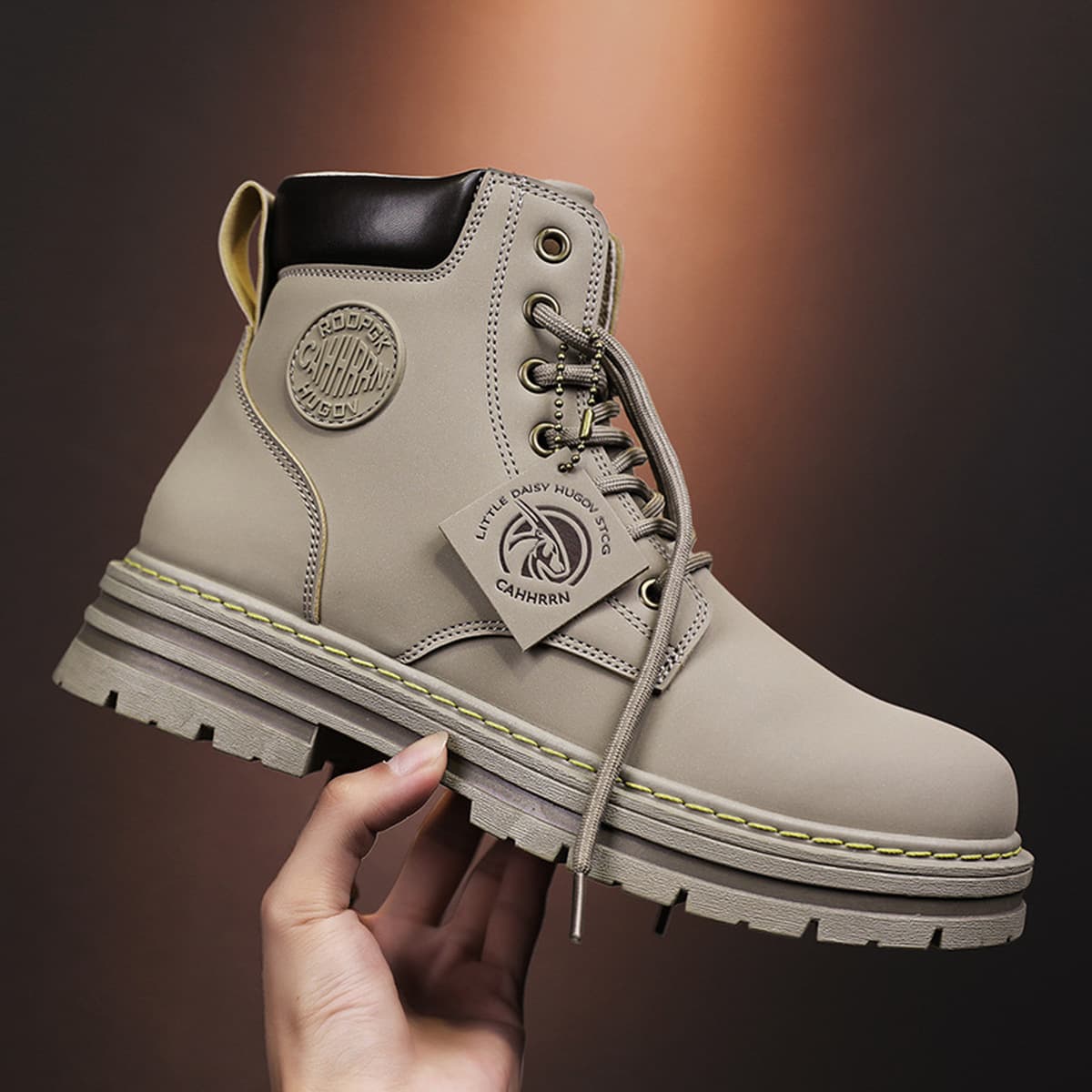 Мужские желтые ботинки на толстой подошве, ботинки в стиле Мартин, осень-зима 2025, высококачественные британские рабочие...