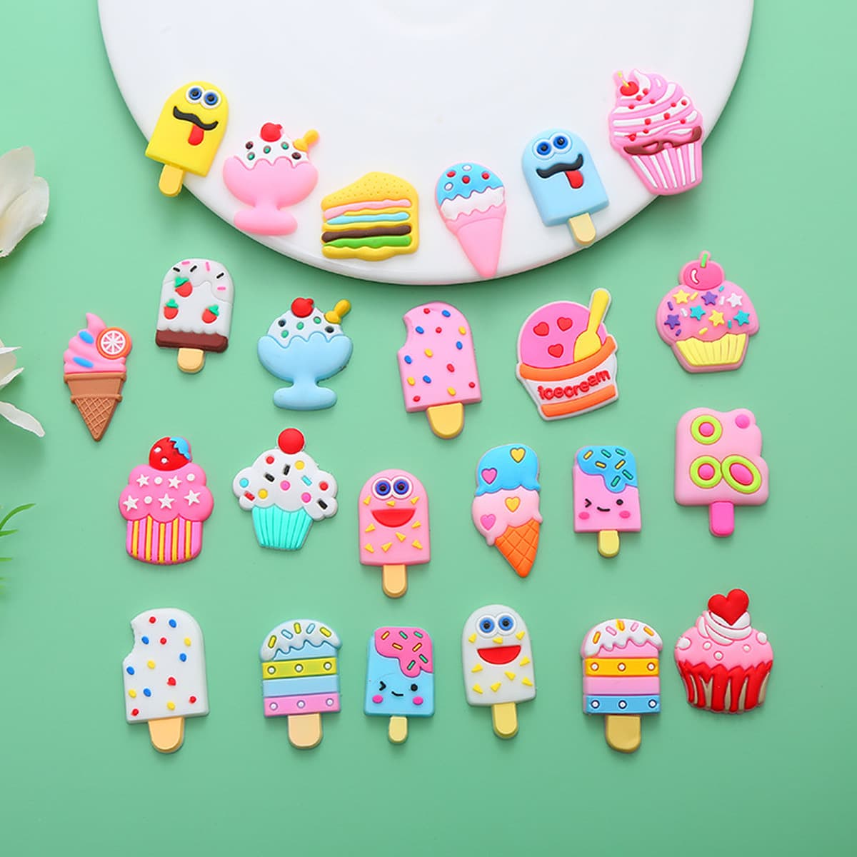 Креативные отверстия обувь аксессуары декоративные мультфильм милый мороженое ПВХ мягкие резиновые аксессуары для рукоделия...
