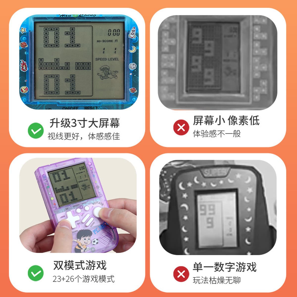 Классическая портативная игровая консоль Tetris, портативный цифровой продукт для детей, игрушка в подарок для учащихся...