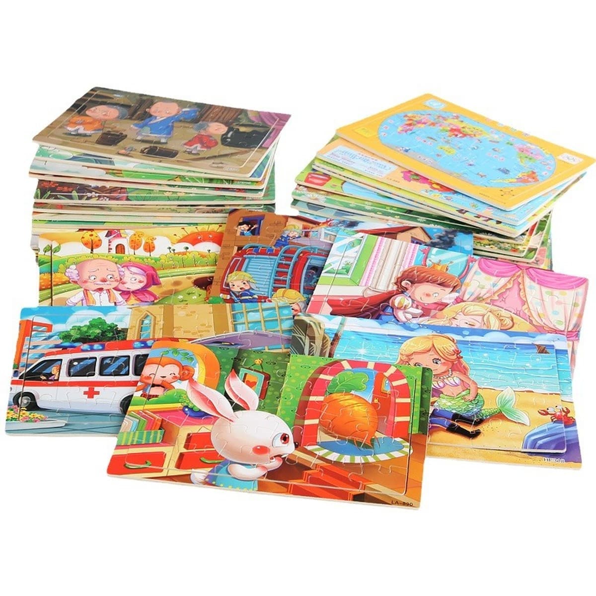 Деревянный пазл из 30 предметов для маленьких детей, мультяшные животные, дорожный самолет, головоломка для раннего...