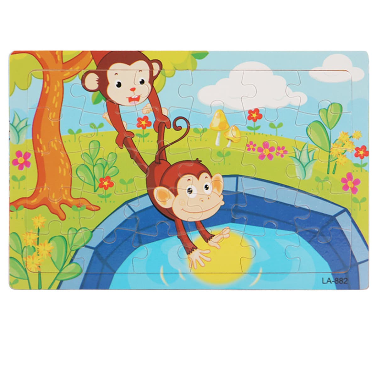 Деревянный пазл из 30 предметов для маленьких детей, мультяшные животные, дорожный самолет, головоломка для раннего...