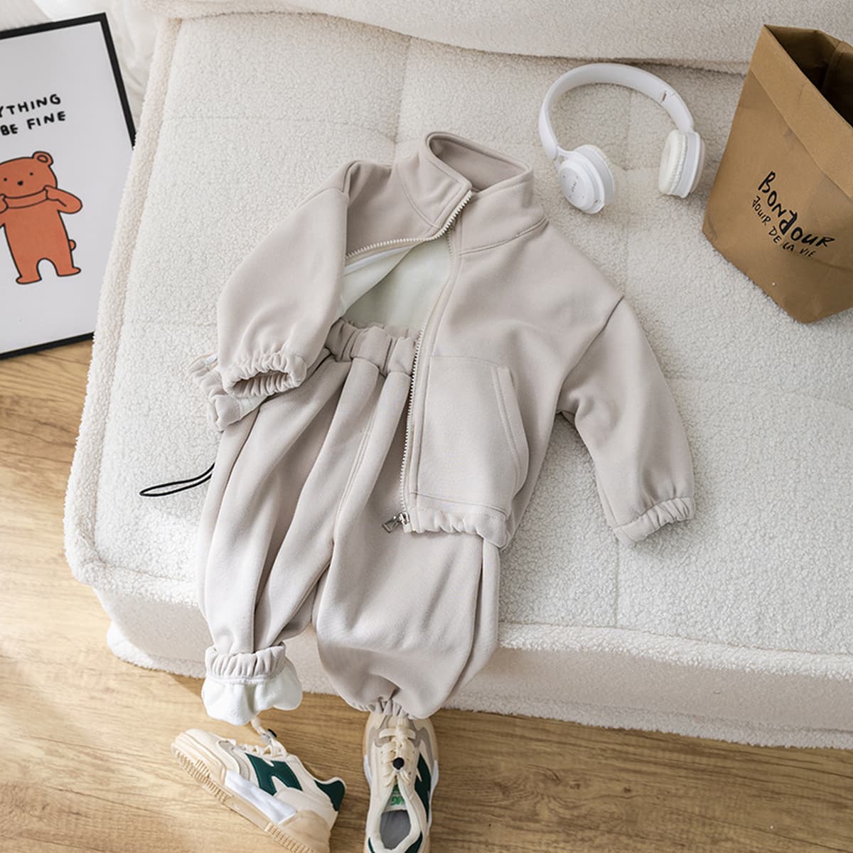 Детский зимний костюм Новый цельный бархатный Повседневный Спортивный Плащ на молнии с флисовой подкладкой От 1 до 5 лет...