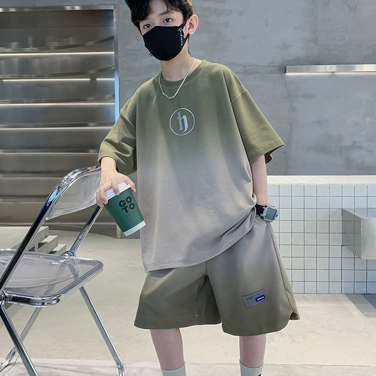 Детский летний костюм с короткими рукавами, летняя одежда для мальчиков, новинка 2024, детская одежда для мальчиков среднего...