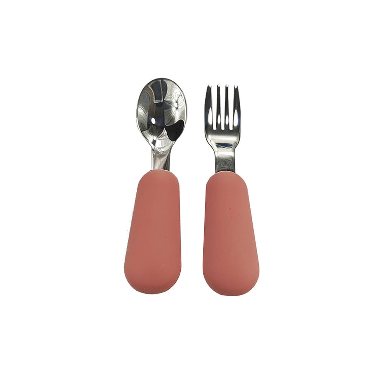 Детская вилка из нержавеющей стали, ложка, силиконовая ручка для еды, короткая ручка, дополнительная посуда для детского...