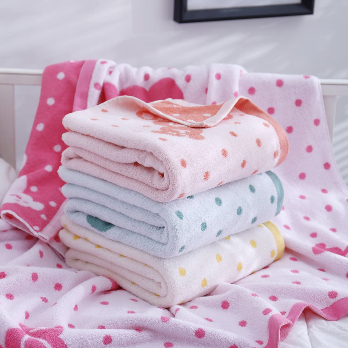 Оптовая продажа: махровое банное полотенце из чистого хлопка, детское одеяло с мультяшными животными, мягкое и впитывающее...