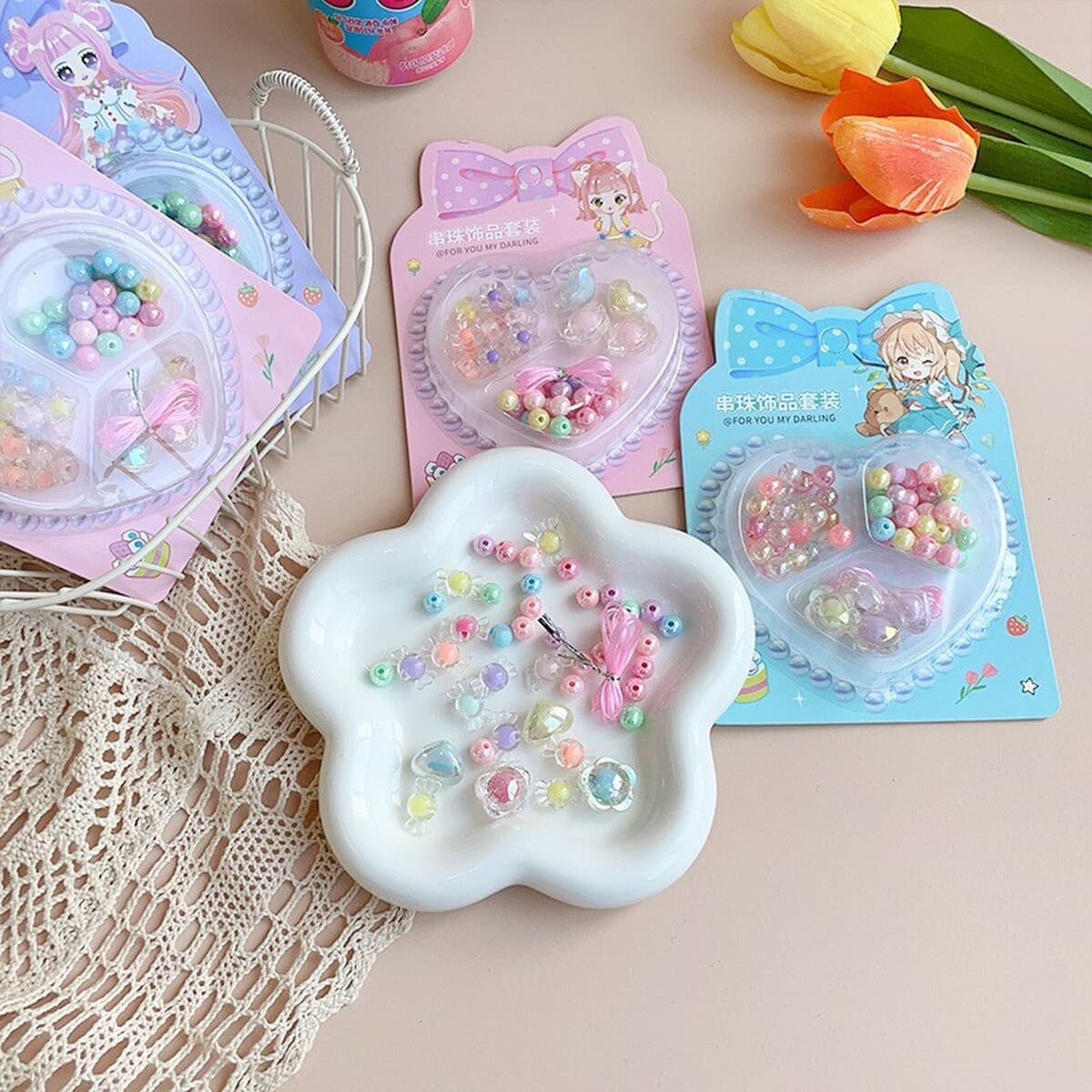 Детское ожерелье ручной работы из бисера своими руками, браслет, материал, посылка, детские развивающие игрушки для девочек,...