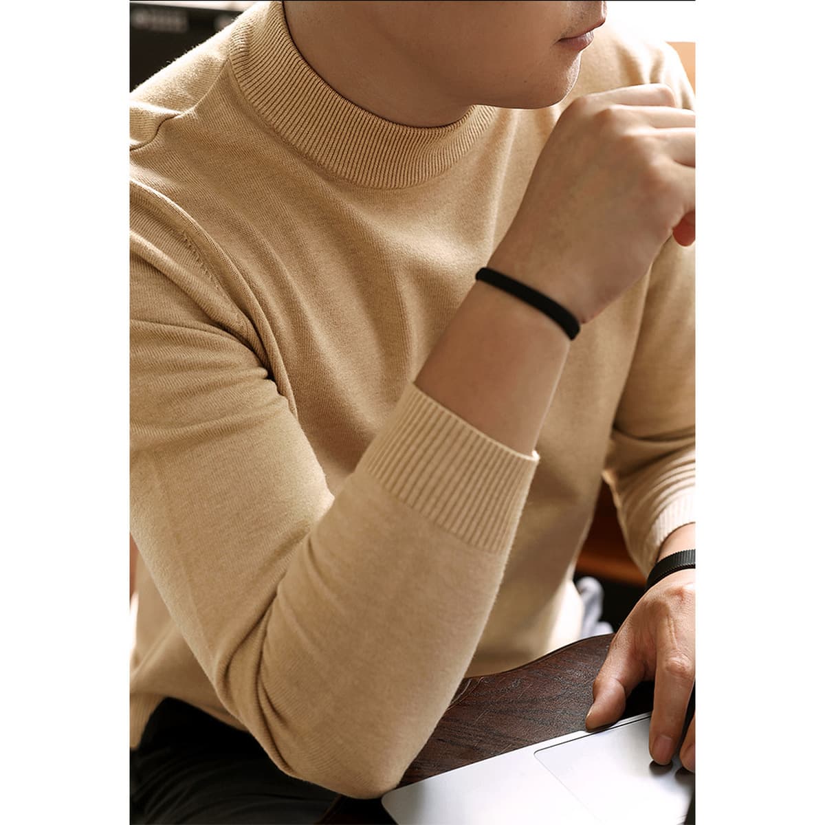 高奢品质!可机洗 !天丝羊毛针织衫秋冬圆领长袖毛衣男打底衫男