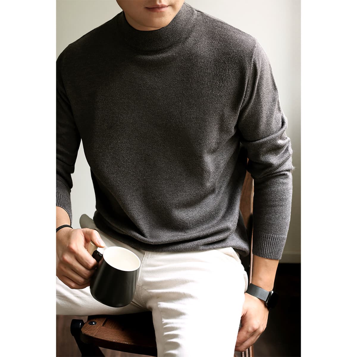高奢品质!可机洗 !天丝羊毛针织衫秋冬圆领长袖毛衣男打底衫男