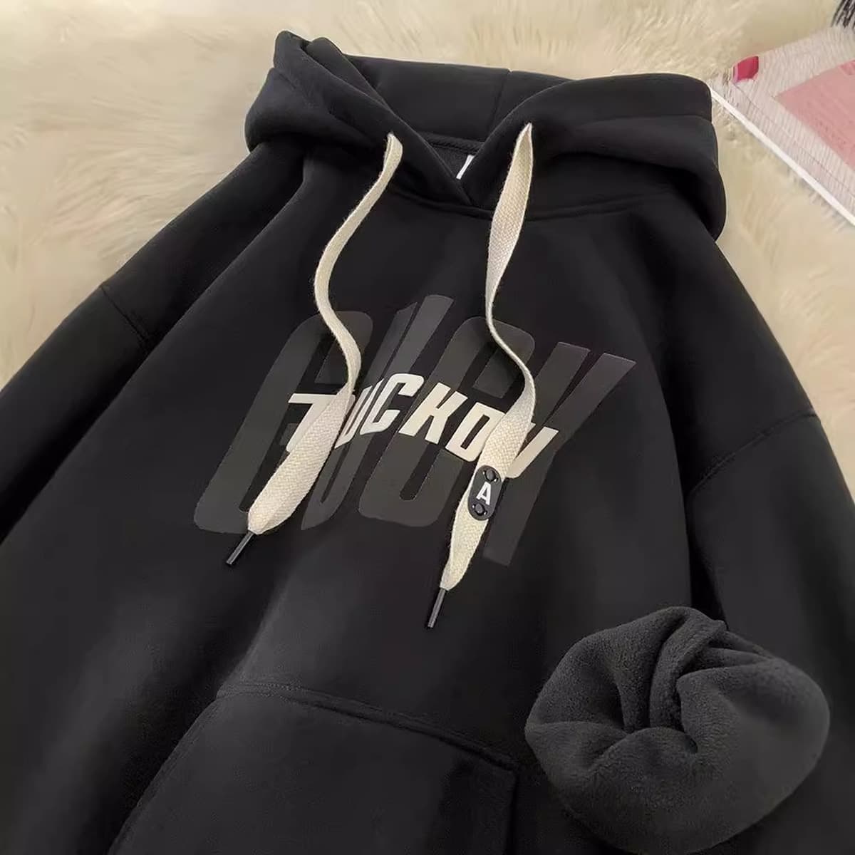 Тяжелый жесткий свитер с капюшоном мужской весенний и осенний американский прилив молодежный осенний и зимний винный красный...