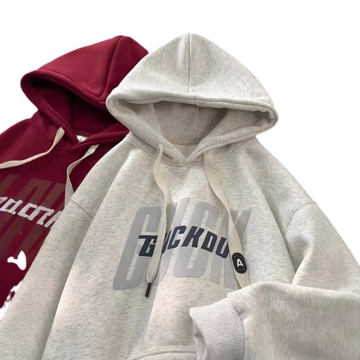 Тяжелый жесткий свитер с капюшоном мужской весенний и осенний американский прилив молодежный осенний и зимний винный красный...