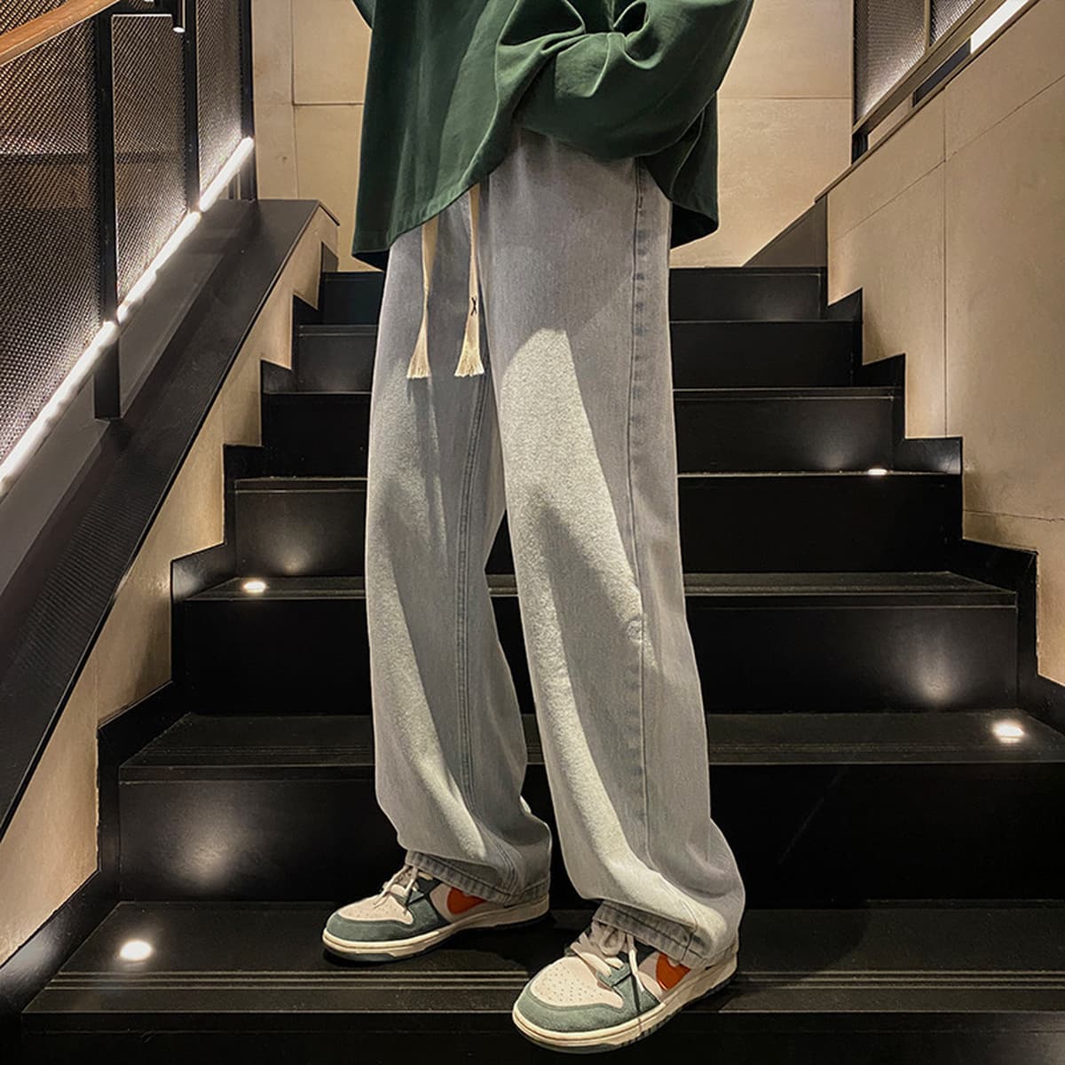 Мужские джинсы в стиле ретро на весну и осень прямые свободные брендовые штаны Tide American High Street Joker повседневные...