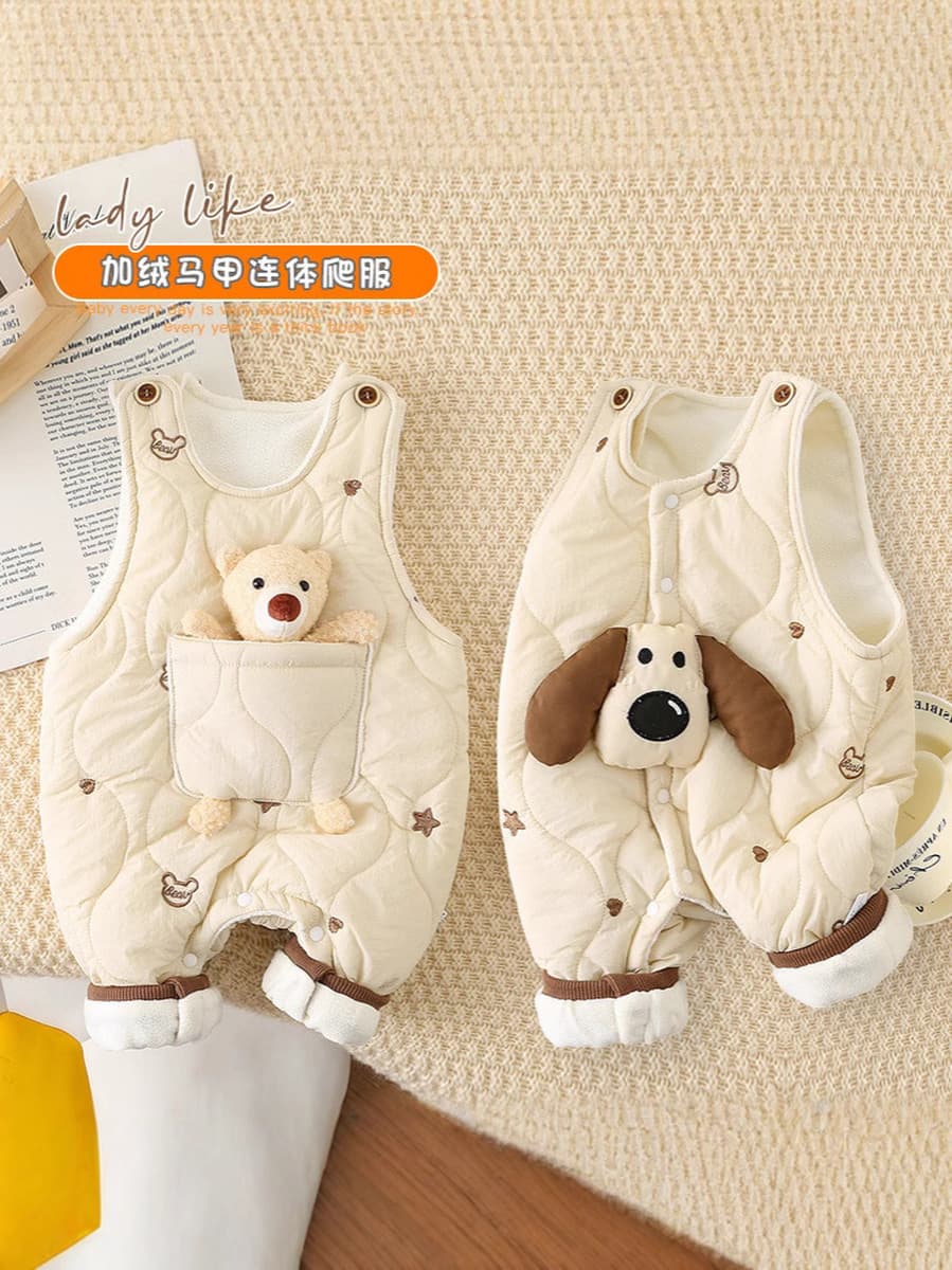 Детские осенние и зимние хлопчатобумажные брюки с флисом 2024 новый мужской детский жилет комбинезон открывается поздней...