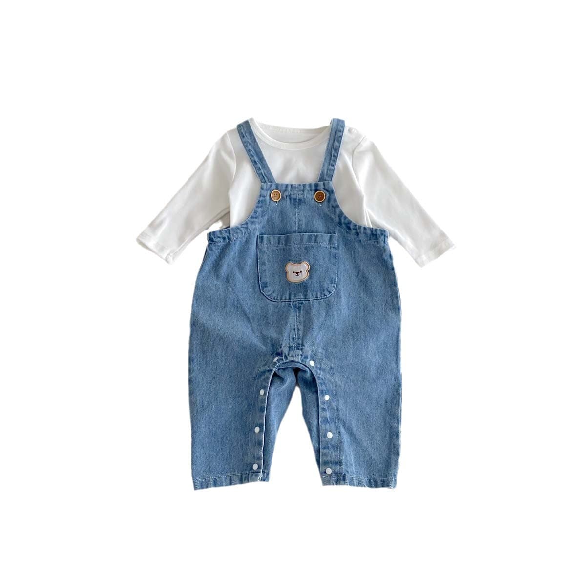 Весенние джинсовые комбинезоны для младенцев и малышей для мальчиков, симпатичный комбинезон с медвежонком для ползания,...