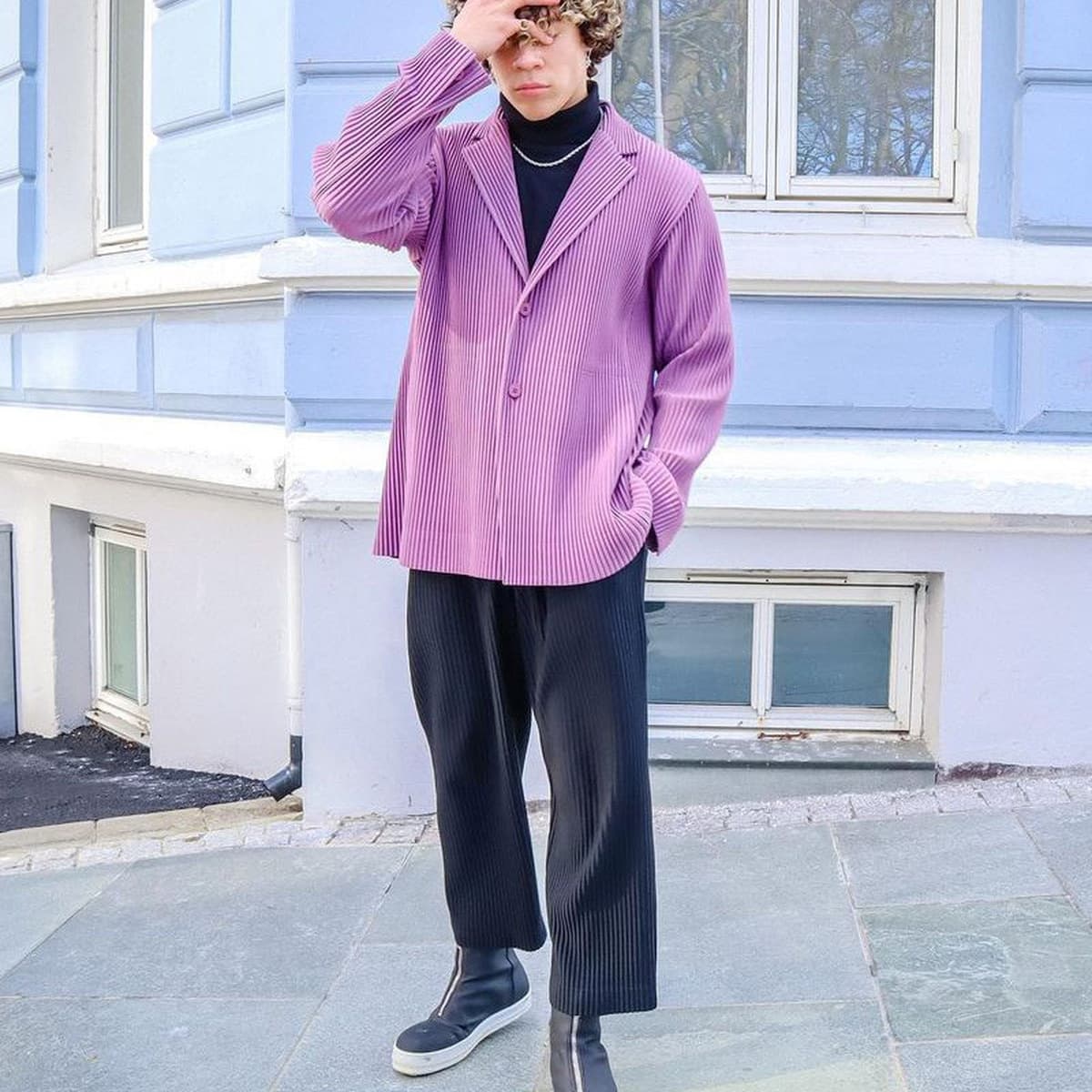 Японский плиссированный костюм Miyake на подкладке, мужской драпированный свободный универсальный повседневный пиджак JD201