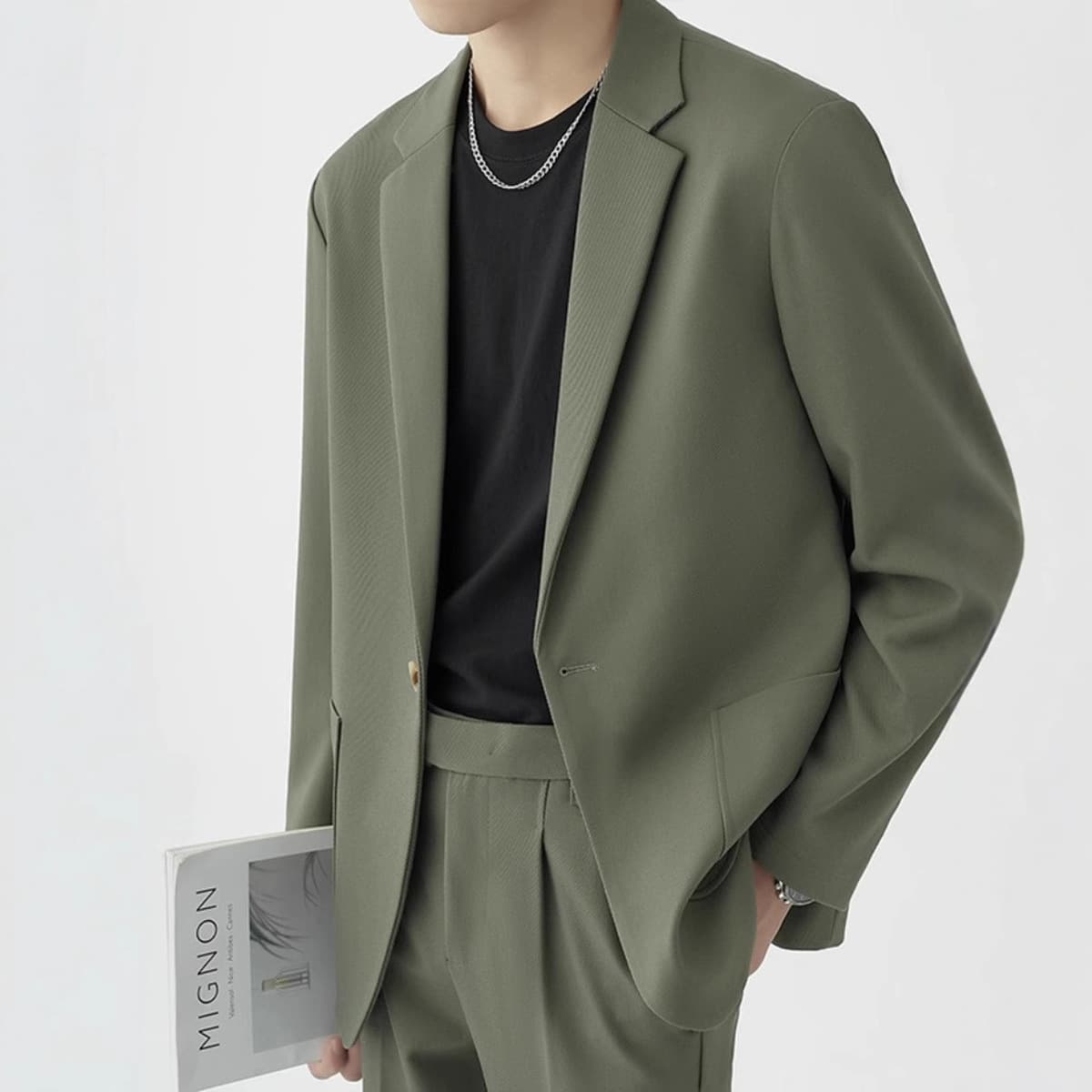 Повседневный мужской костюм, пиджак свободного кроя, стильный и элегантный в корейском стиле, новый весенне-осенний...