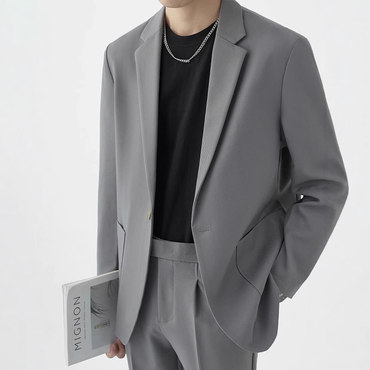 Повседневный мужской костюм, пиджак свободного кроя, стильный и элегантный в корейском стиле, новый весенне-осенний...