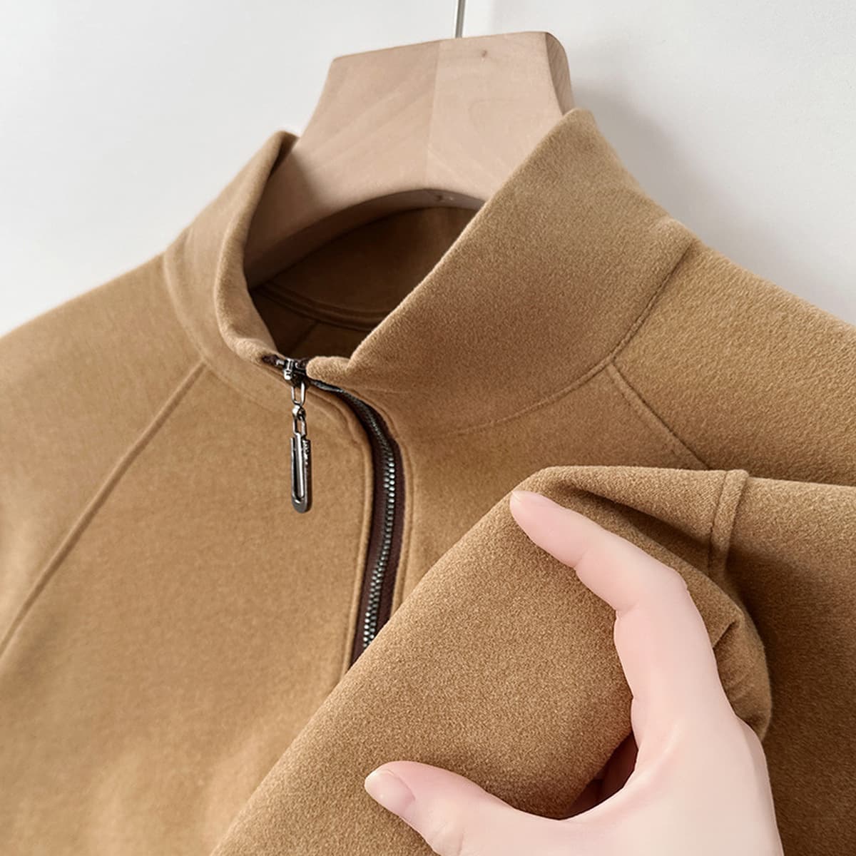 Мужская толстовка из плотного вельвета (380 г), новая модель осень-зима 2025, с воротником-стойкой, длинным рукавом, теплая,...