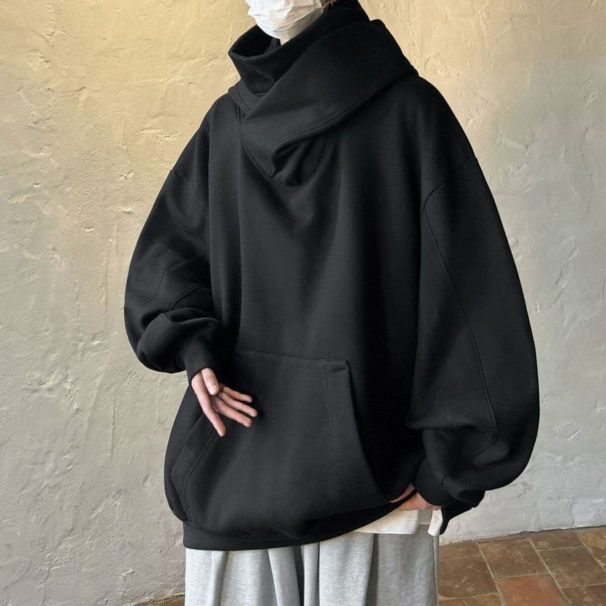 Черный самурайский зарядный свитер, мужское осенне-зимнее функциональное пальто, оверсайз, американская толстовка с высоким...